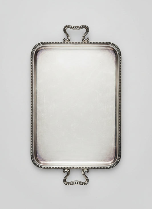 Vintage silver-plated serving tray with handles