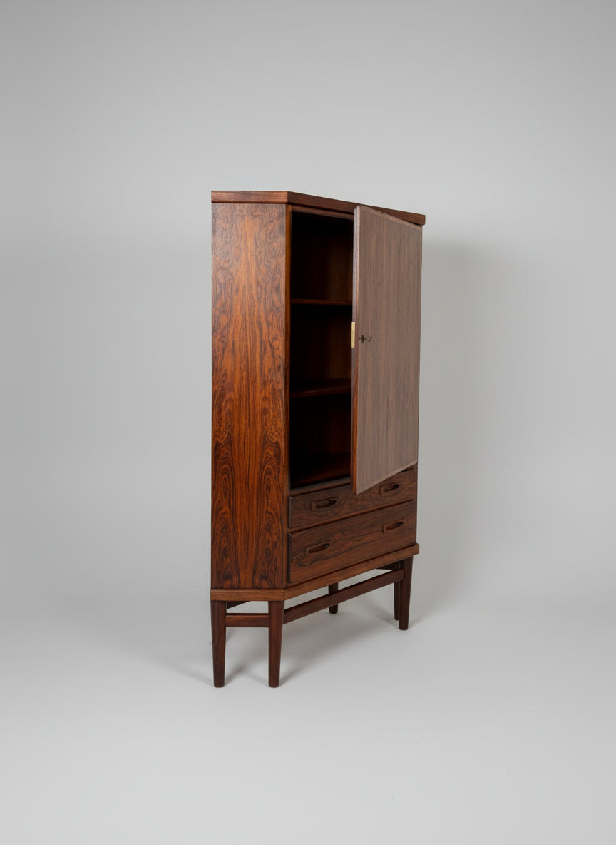 Scandinavian rosewood corner cabinet, Denmark, 1960s