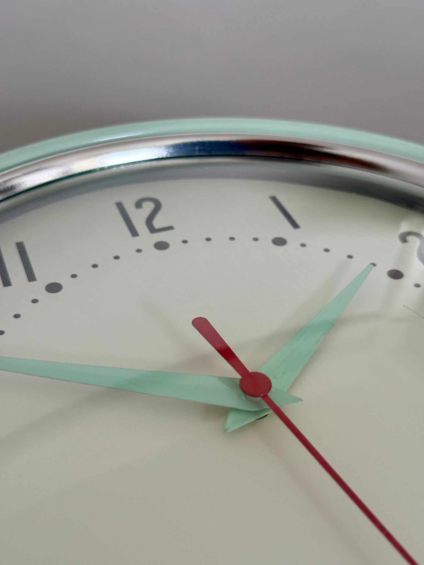 Vintage wall clock in mint green