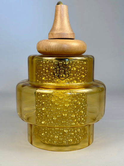 Vintage amber glass pendant lamp, 1960–70s style
