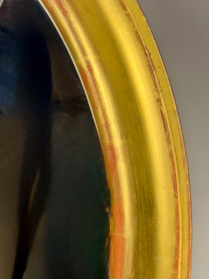 Vintage oval mirror with gold wooden frame