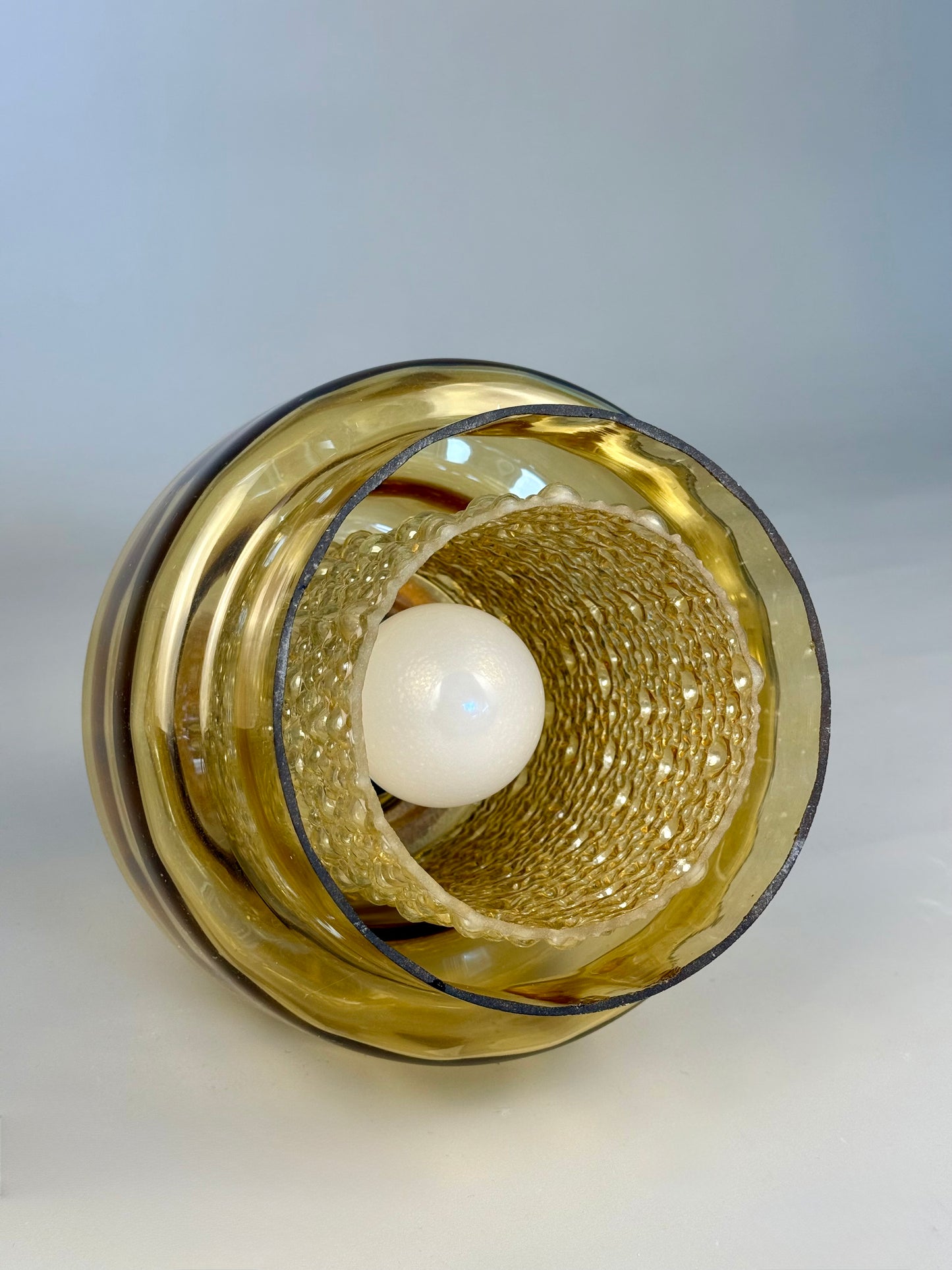 Vintage amber glass pendant lamp, 1960–70s style