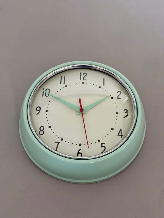 Vintage wall clock in mint green