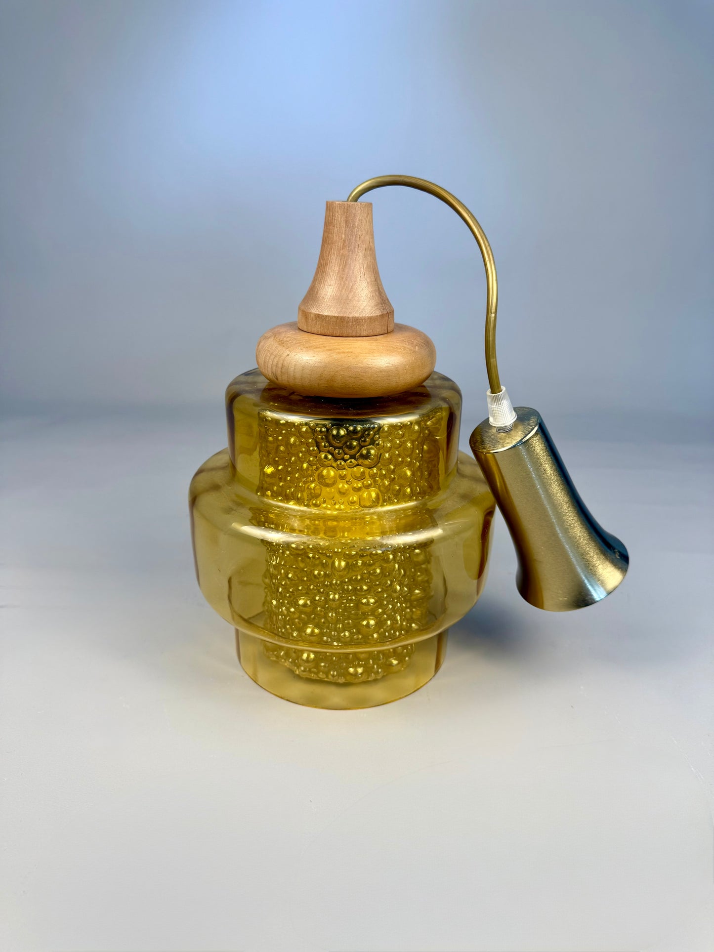 Vintage amber glass pendant lamp, 1960–70s style