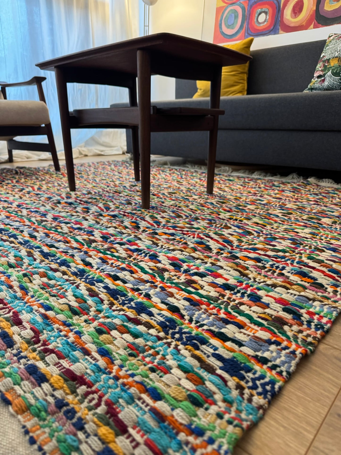 Vintage Wool Rug – Multicolour, Scandinavian Style, 1970s