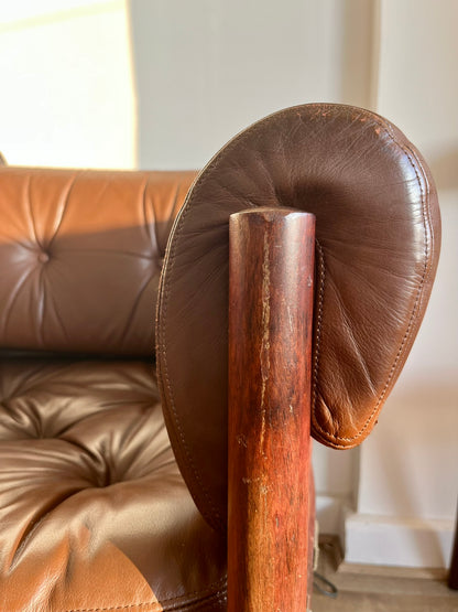 Three-Seater Sofa by Sven Ellekaer for Coja – Rosewood & Brown Leather, Scandinavian Modern