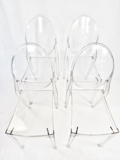 Set of 4 Victoria Ghost Chairs by Philippe Starck for Kartell – Transparent, Stackable Design