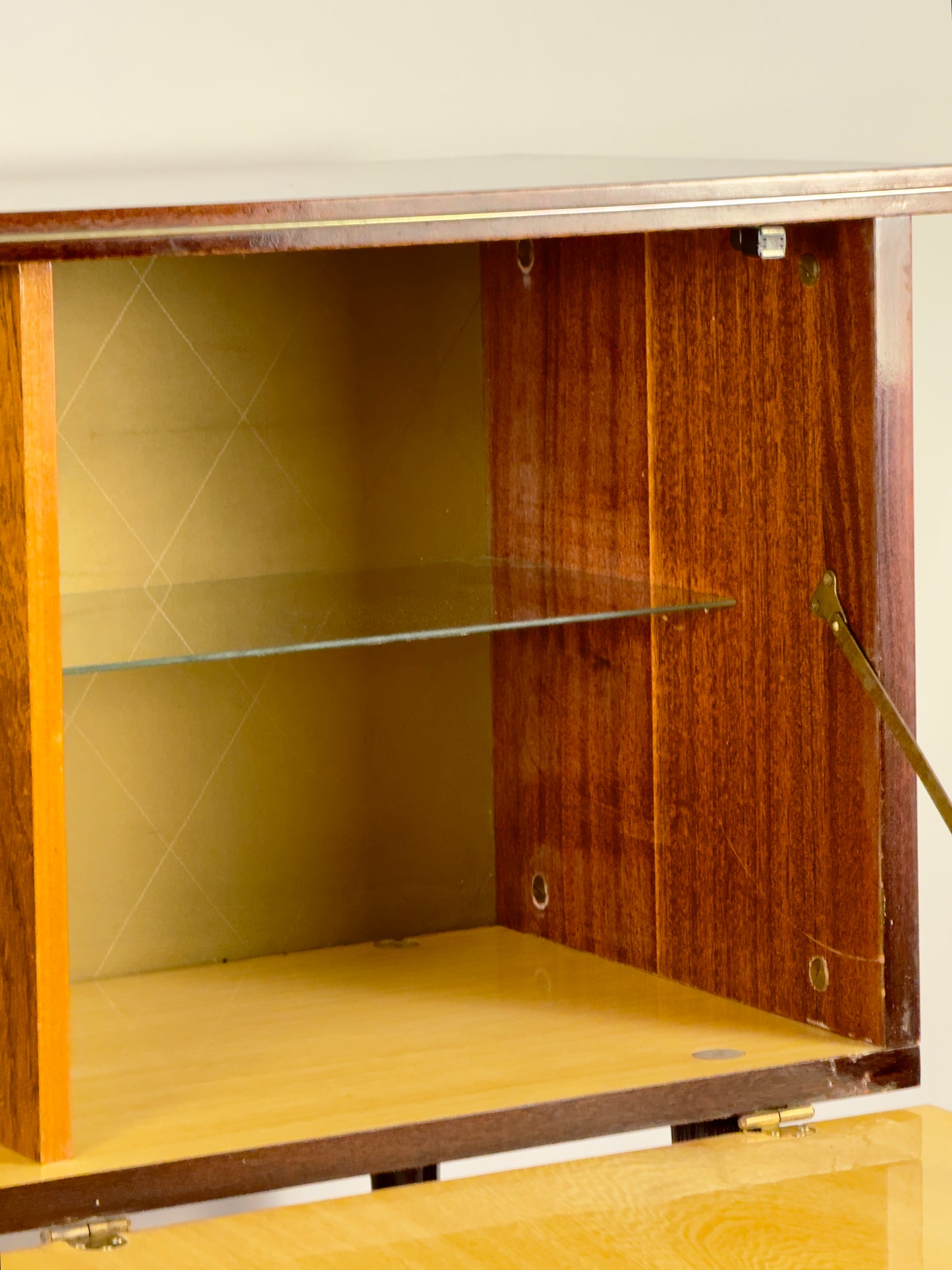 Mid-Century Modern Bar Cabinet on Brass Casters
