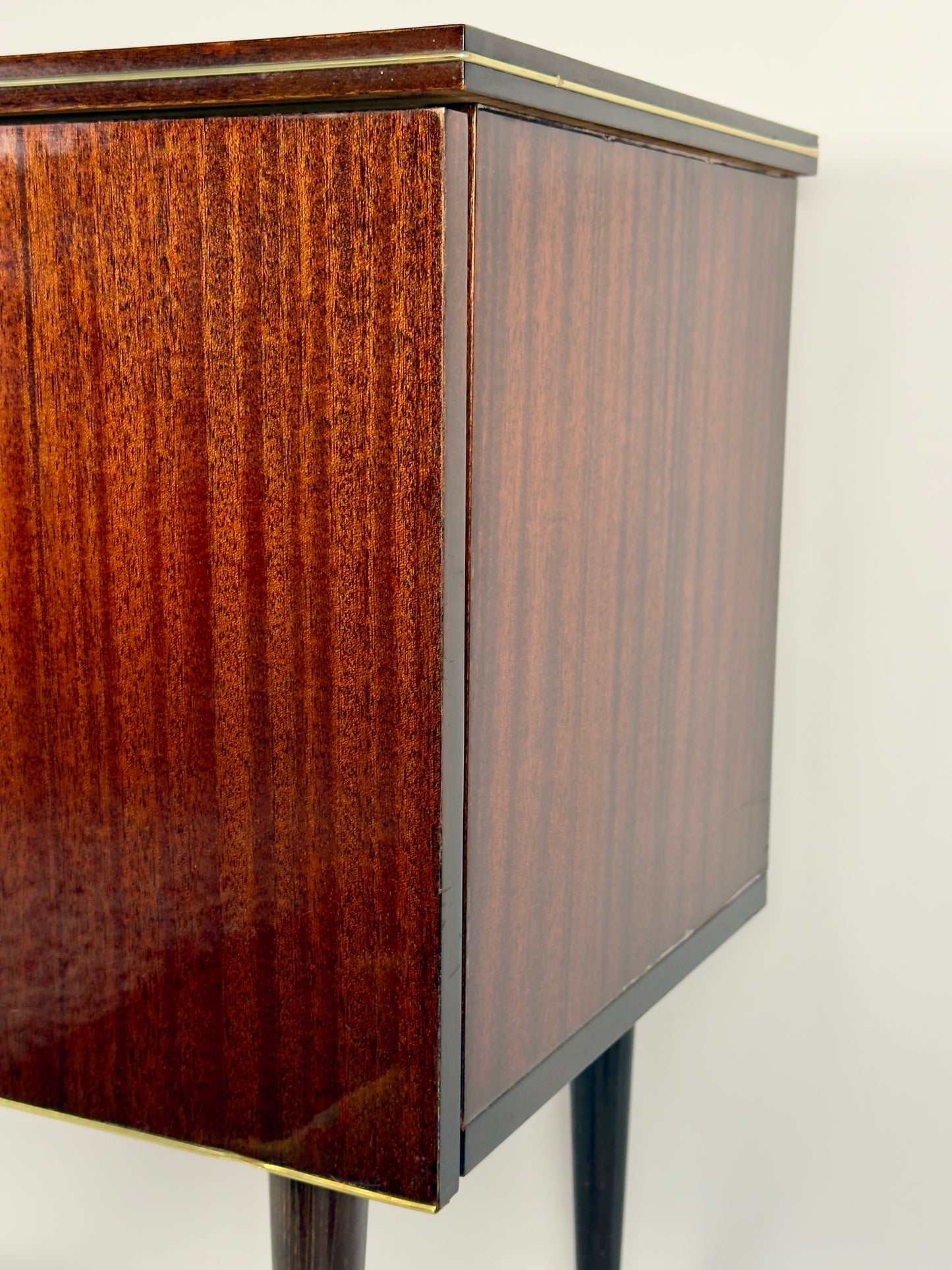 Mid-Century Modern Bar Cabinet on Brass Casters