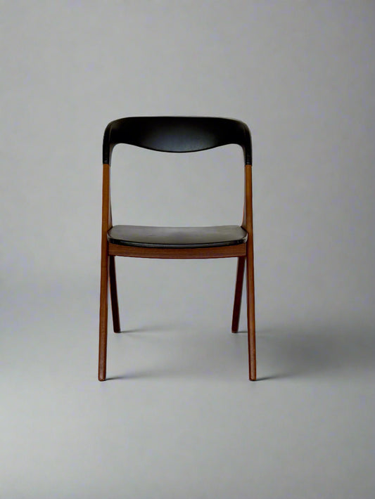 Sonja Chair by Johannes Andersen for Vamo Sønderborg – Teak & Black Skai