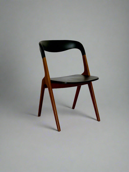 Sonja Chair by Johannes Andersen for Vamo Sønderborg – Teak & Black Skai