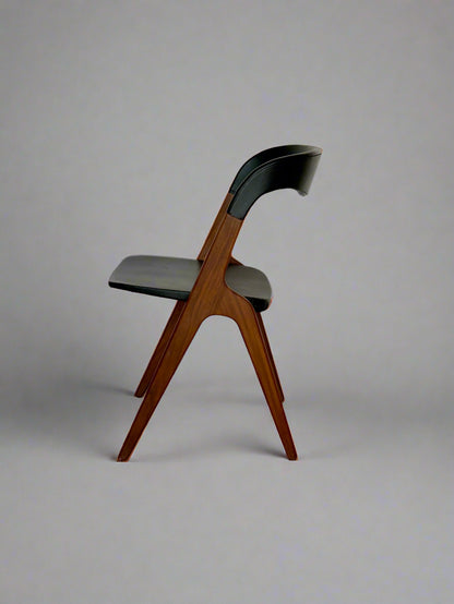 Sonja Chair by Johannes Andersen for Vamo Sønderborg – Teak & Black Skai