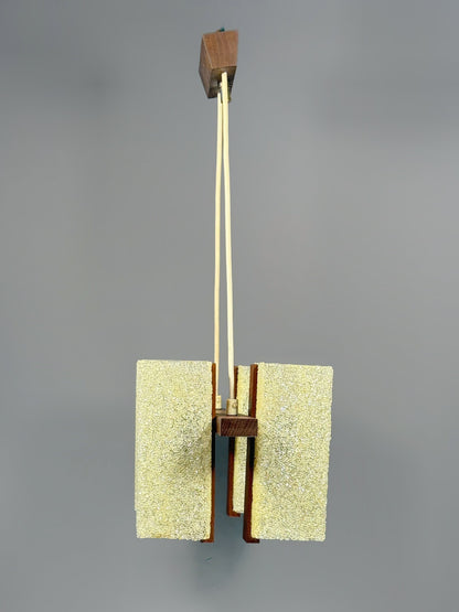 Scandinavian Chandelier in Solid Teak with Plexiglass Resin Shades – 1960s