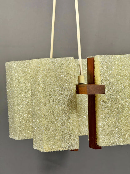 Scandinavian Chandelier in Solid Teak with Plexiglass Resin Shades – 1960s