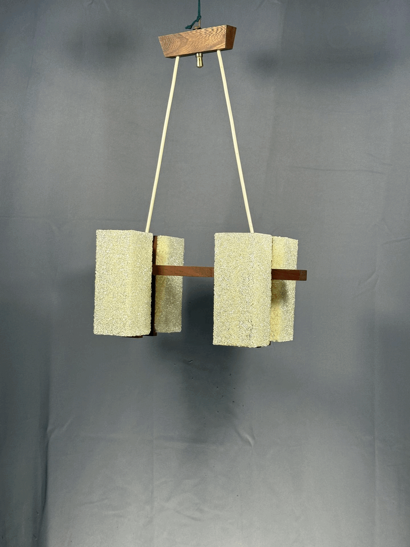 Scandinavian Chandelier in Solid Teak with Plexiglass Resin Shades – 1960s