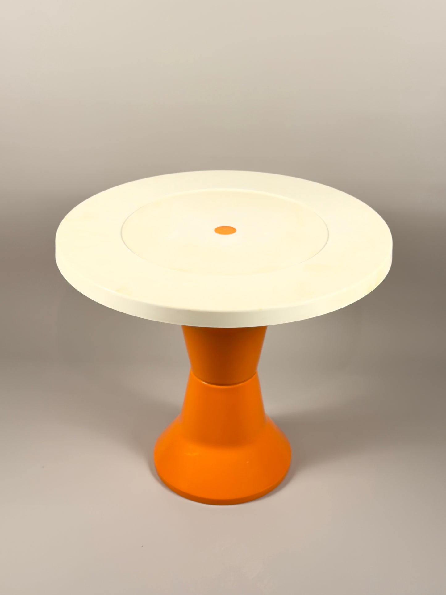 Space Age Stools and Table Set – Orange & White Plastic, Vintage Italian Style