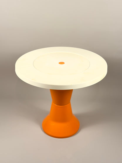Space Age Stools and Table Set – Orange & White Plastic, Vintage Italian Style