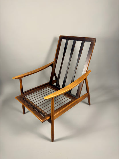 Scandinavian Lounge Chair – Green Upholstery, Beech Wood, Vintage