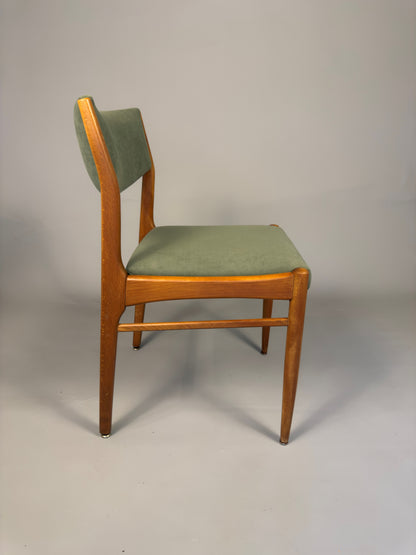 Set of four vintage Scandinavian dining chairs – beech wood & green upholstery
