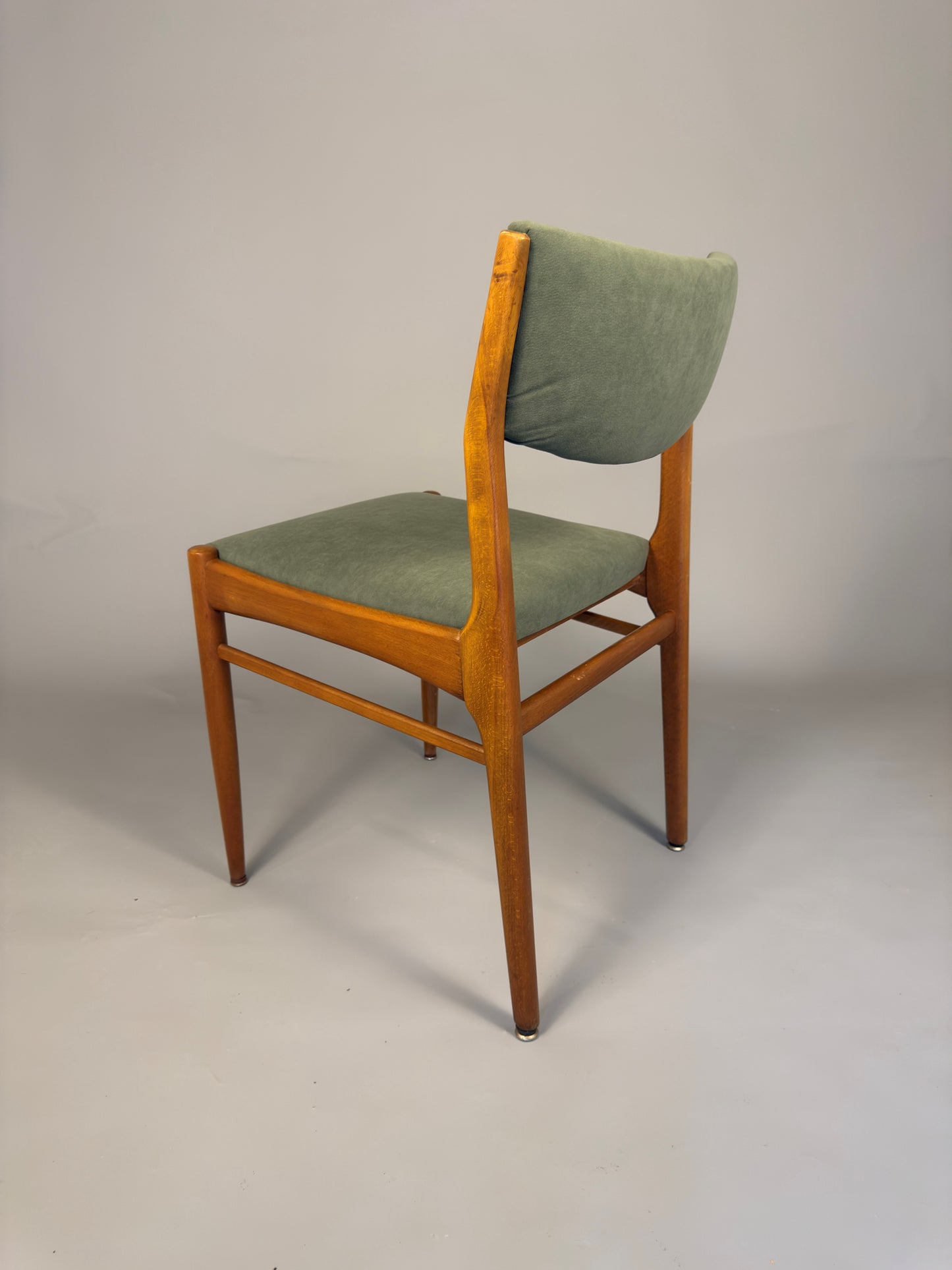 Set of four vintage Scandinavian dining chairs – beech wood & green upholstery
