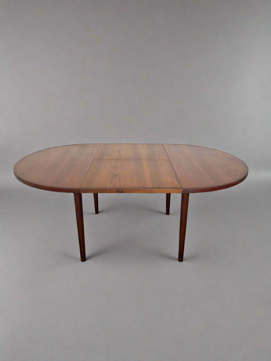 Teak round dining table with extension, 1960s