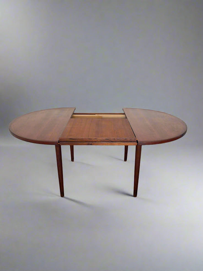 Teak round dining table with extension, 1960s