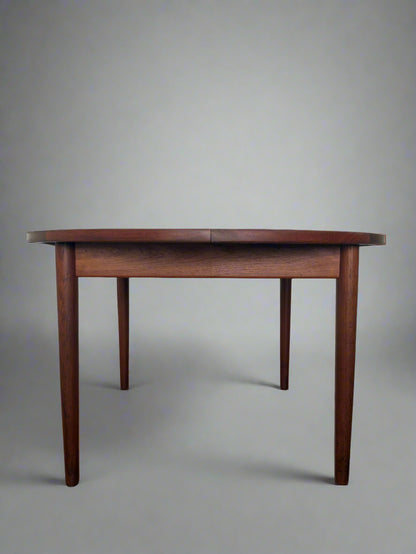 Teak round dining table with extension, 1960s