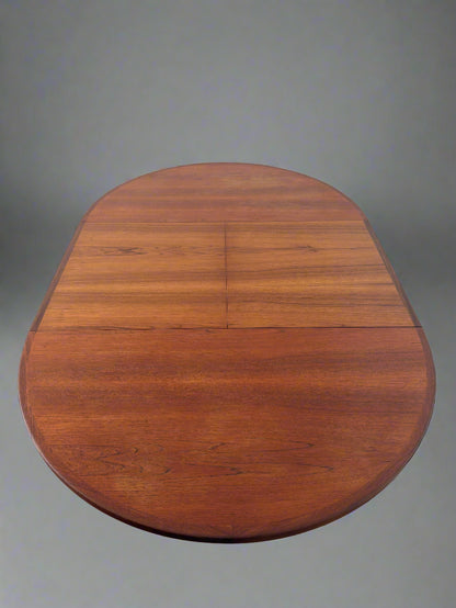 Teak round dining table with extension, 1960s