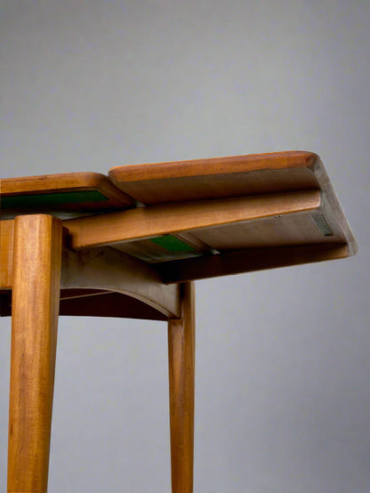 Scandinavian dining table – teak veneer top, extendable
