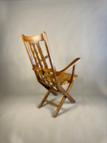 Folding armchair with woven seat – vintage French design