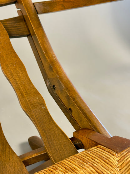 Folding armchair with woven seat – vintage French design