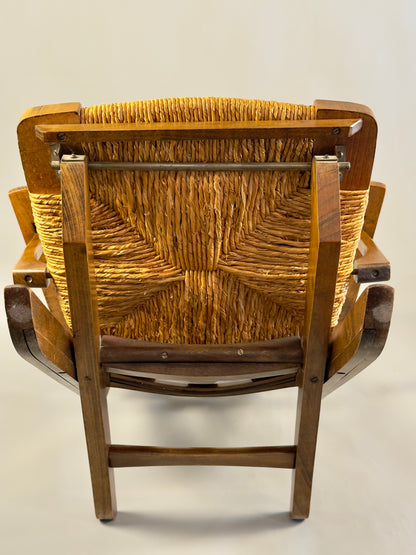Folding armchair with woven seat – vintage French design