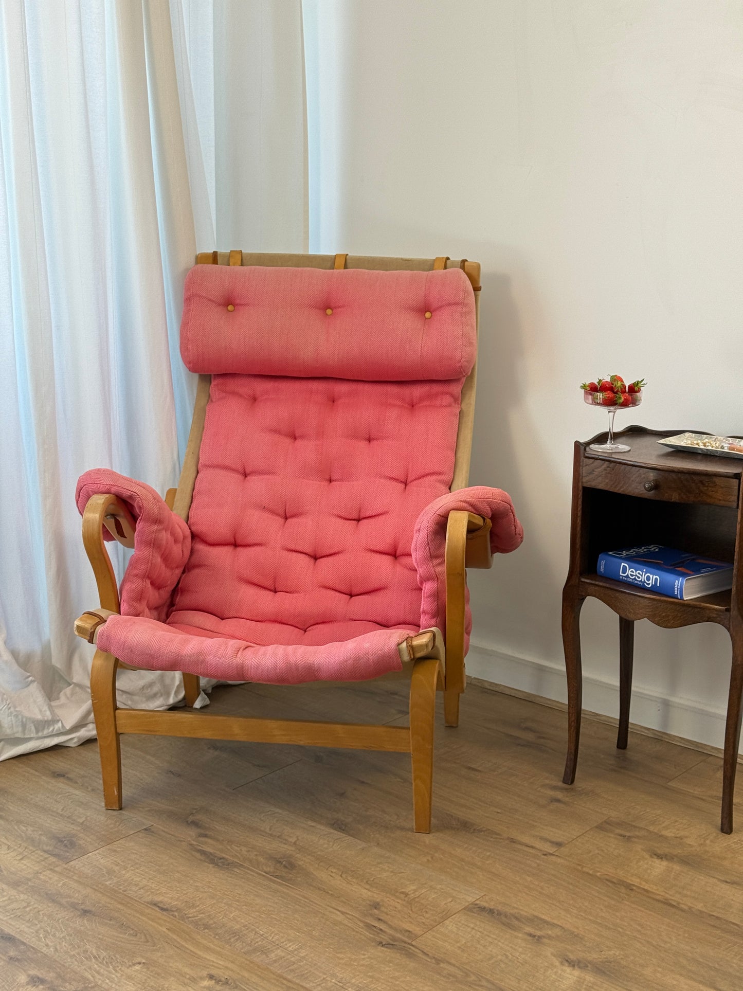 Pernilla Armchair by Bruno Mathsson for DUX – Pink Upholstery, 1970s–1980s