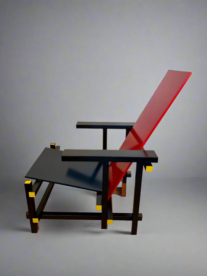 Red and Blue Chair in the Style of Gerrit Rietveld - De Stijl Movement