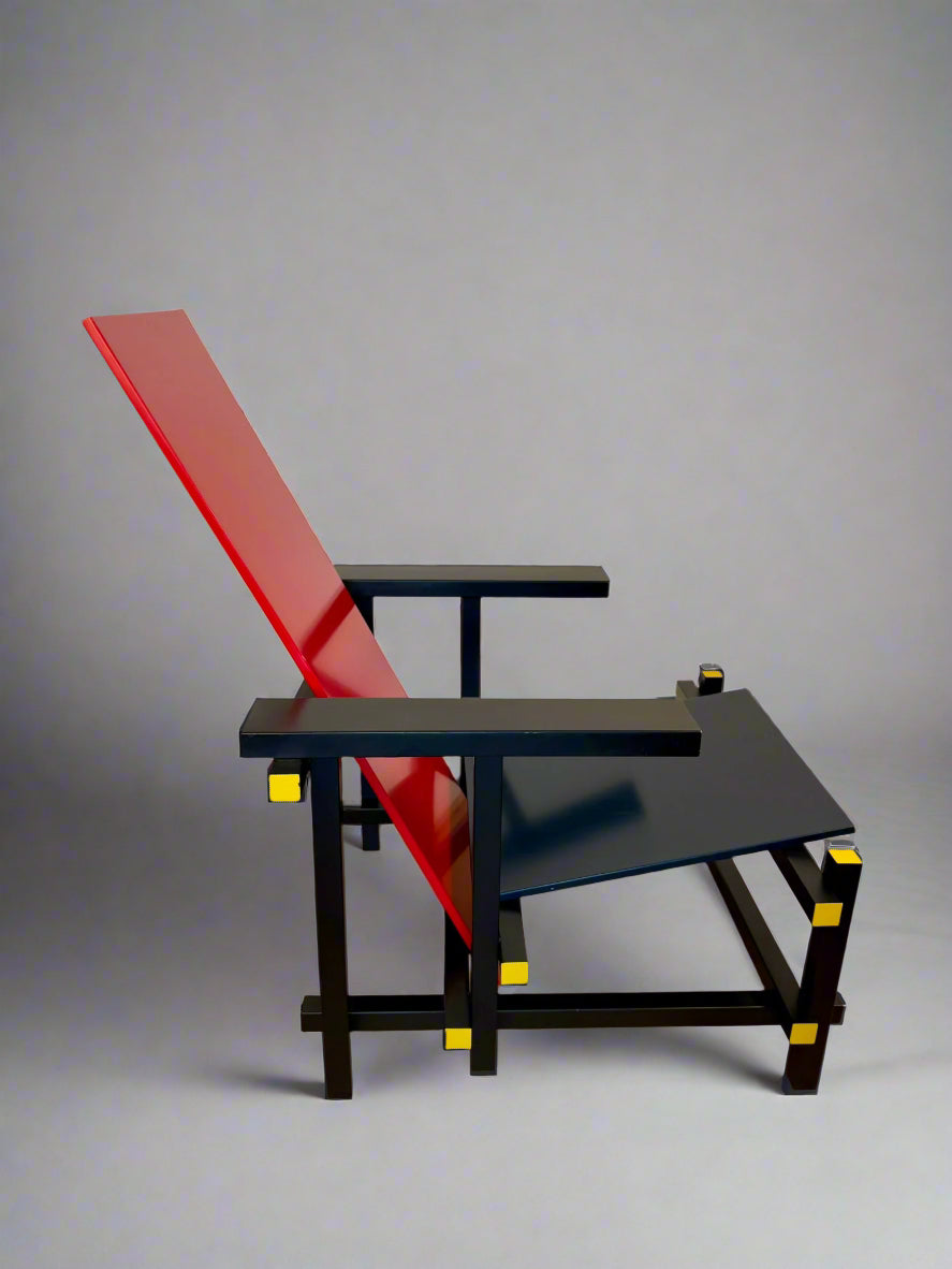 Red and Blue Chair in the Style of Gerrit Rietveld - De Stijl Movement
