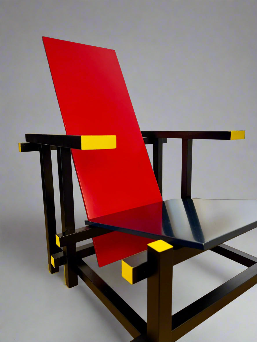 Red and Blue Chair in the Style of Gerrit Rietveld - De Stijl Movement