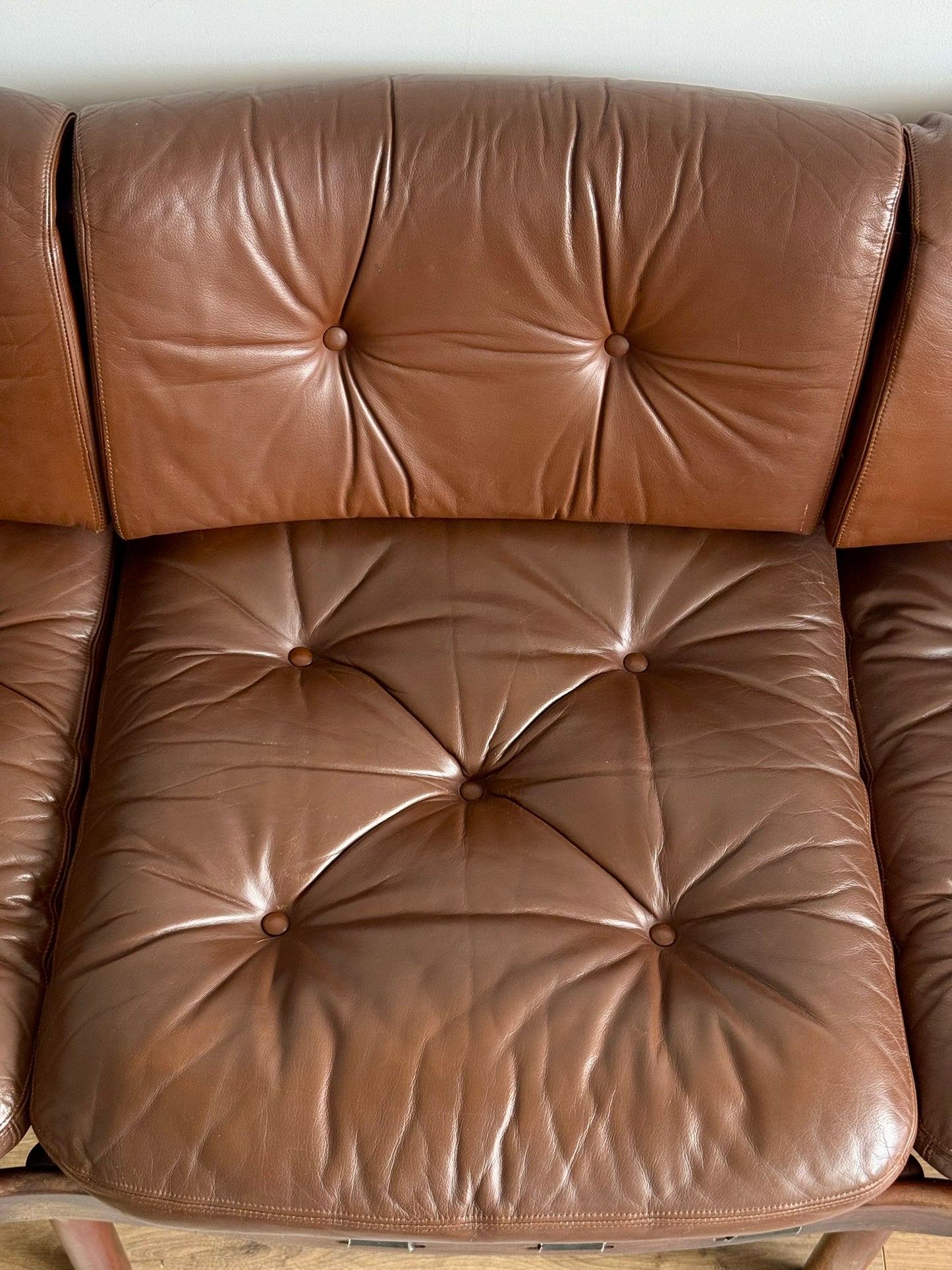 Three-Seater Sofa by Sven Ellekaer for Coja – Rosewood & Brown Leather, Scandinavian Modern