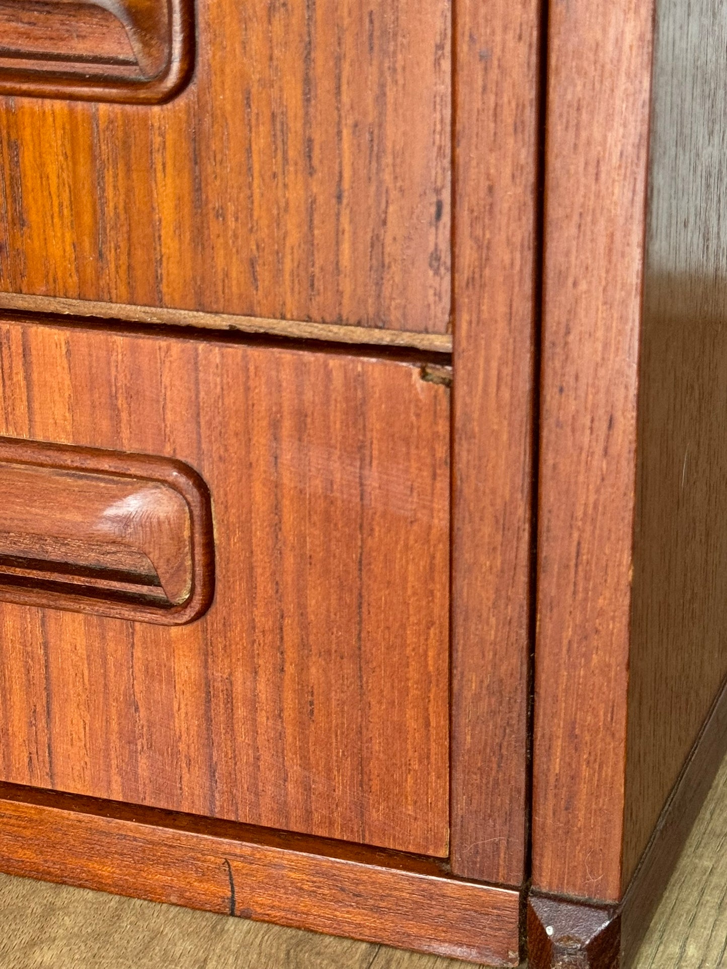Vintage Teak Storage Cabinet – 4 Drawers, Scandinavian Style, 1960s