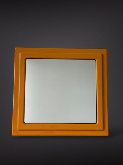 Wall Mirror in Orange Plastic Frame – Italy, 1970s