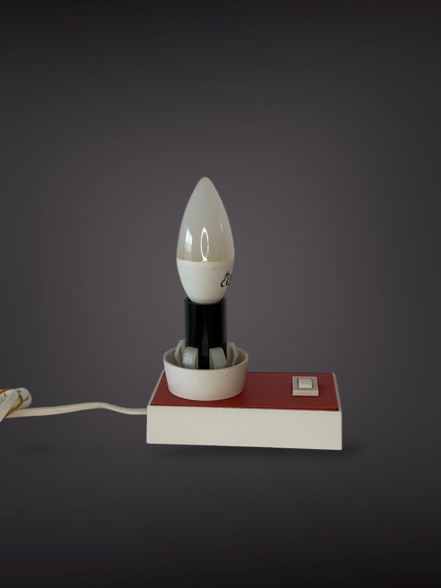 Table Lamp by Hawill – Textured Glass Shade & Red Base, 1960s–70s
