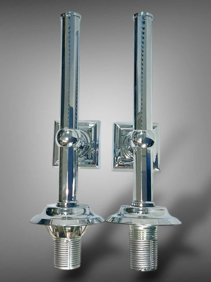 Pair of Vintage Wall Sconces – Textured Glass & Chrome, 1970s