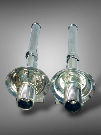 Pair of Vintage Wall Sconces – Textured Glass & Chrome, 1970s