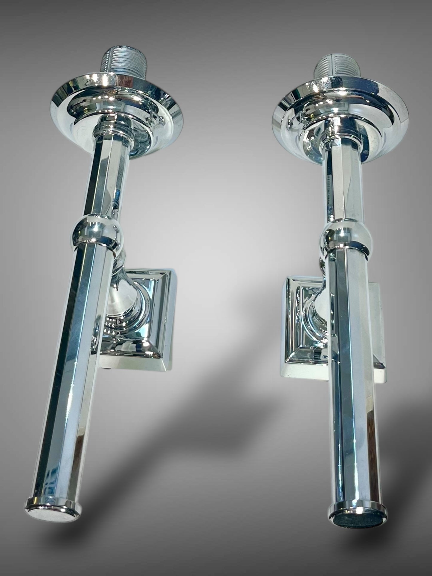 Pair of Vintage Wall Sconces – Textured Glass & Chrome, 1970s