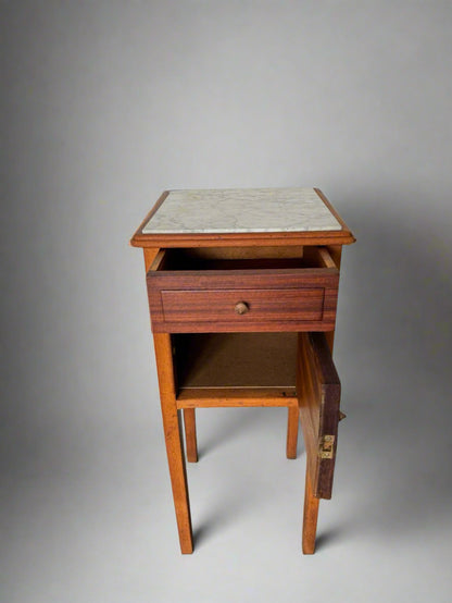 Vintage bedside table with marble top