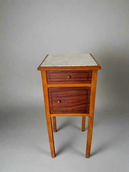 Vintage bedside table with marble top