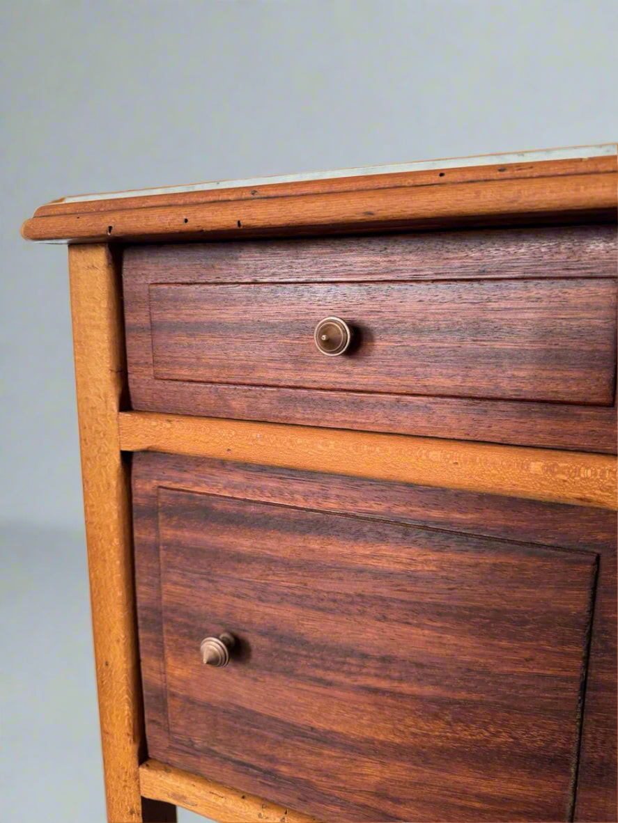 Vintage bedside table with marble top